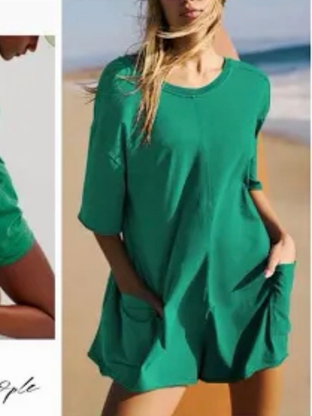 Free People Emerald Green Short Sleeve romper